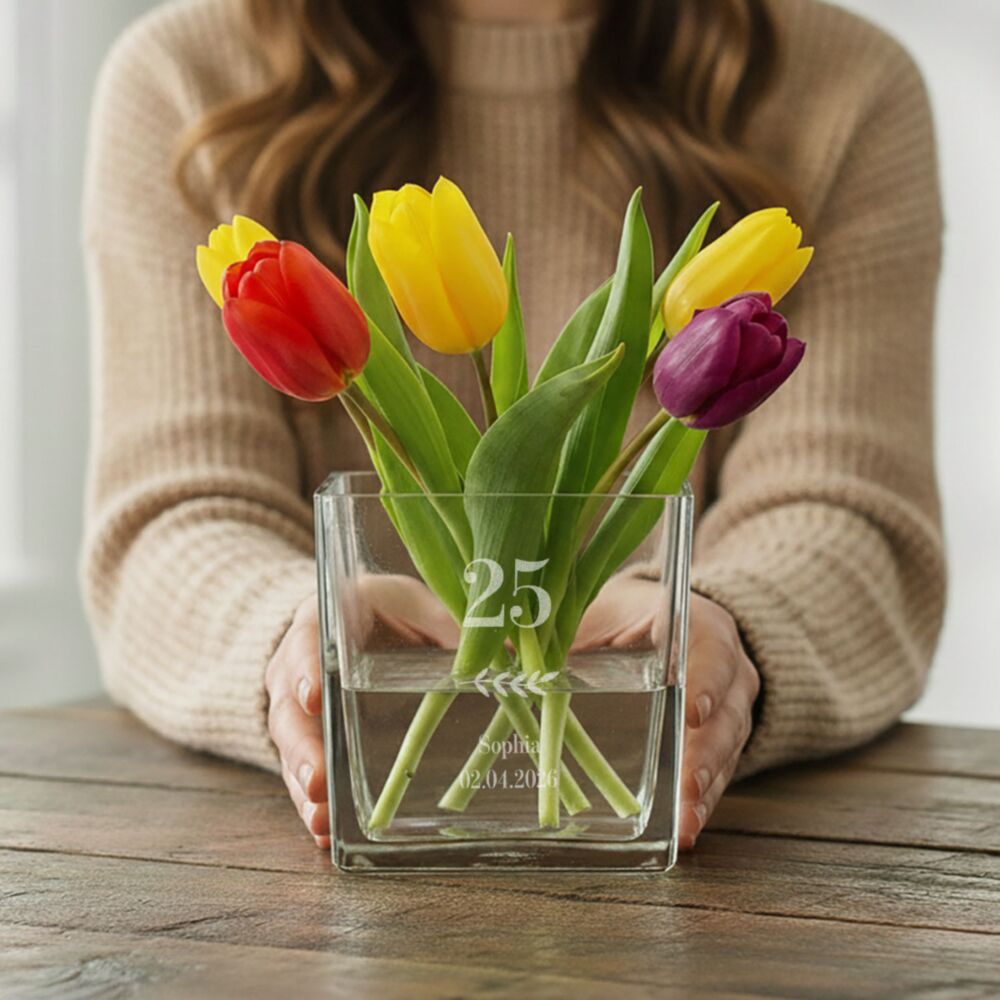 Vase à fleurs personnalisé avec texte et symbole