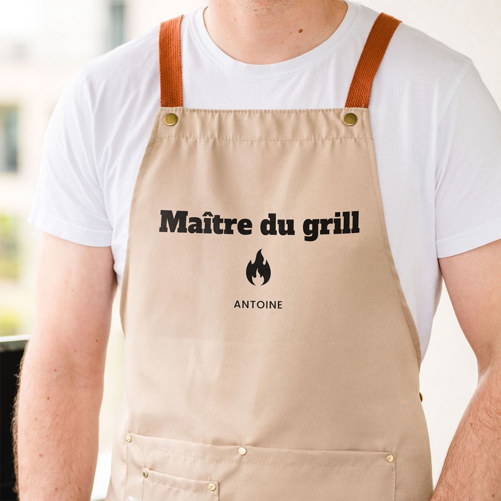 Tablier personnalisé avec texte et symbole