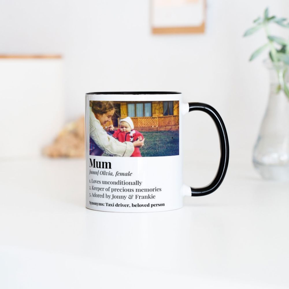 Mug personnalisé poignée cœur avec photo et définition
