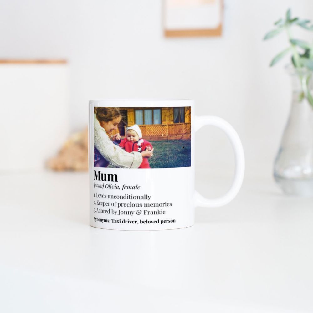 Mug personnalisé poignée cœur avec photo et définition