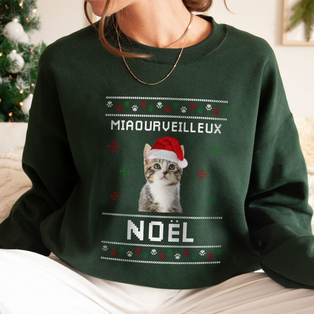 Pull de Noël personnalisé avec votre animal de compagnie
