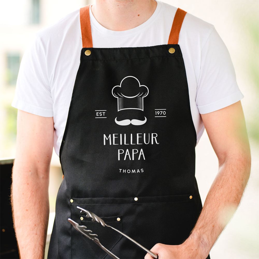 Tablier personnalisé Maître du grill avec texte