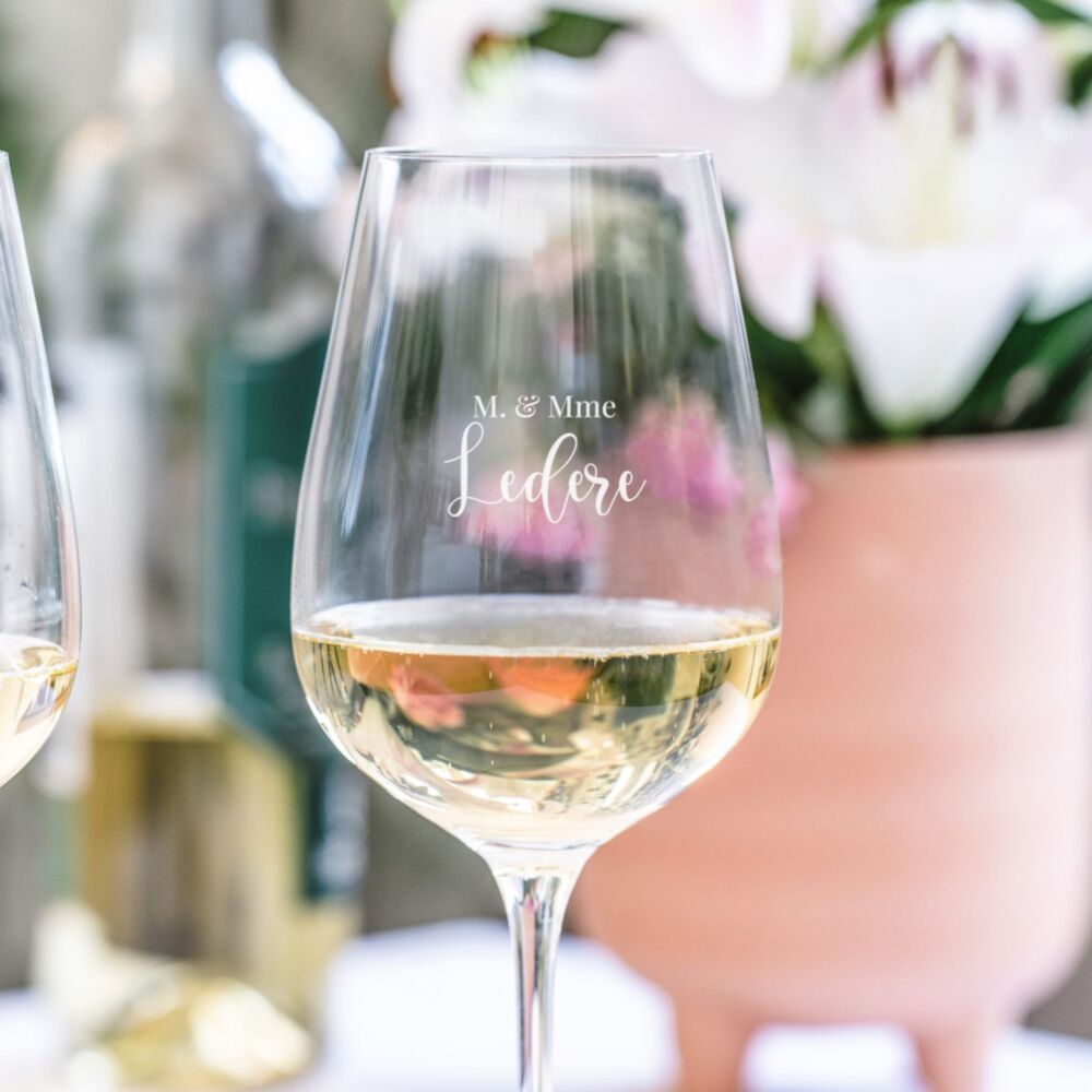 Verre à vin personnalisé avec texte