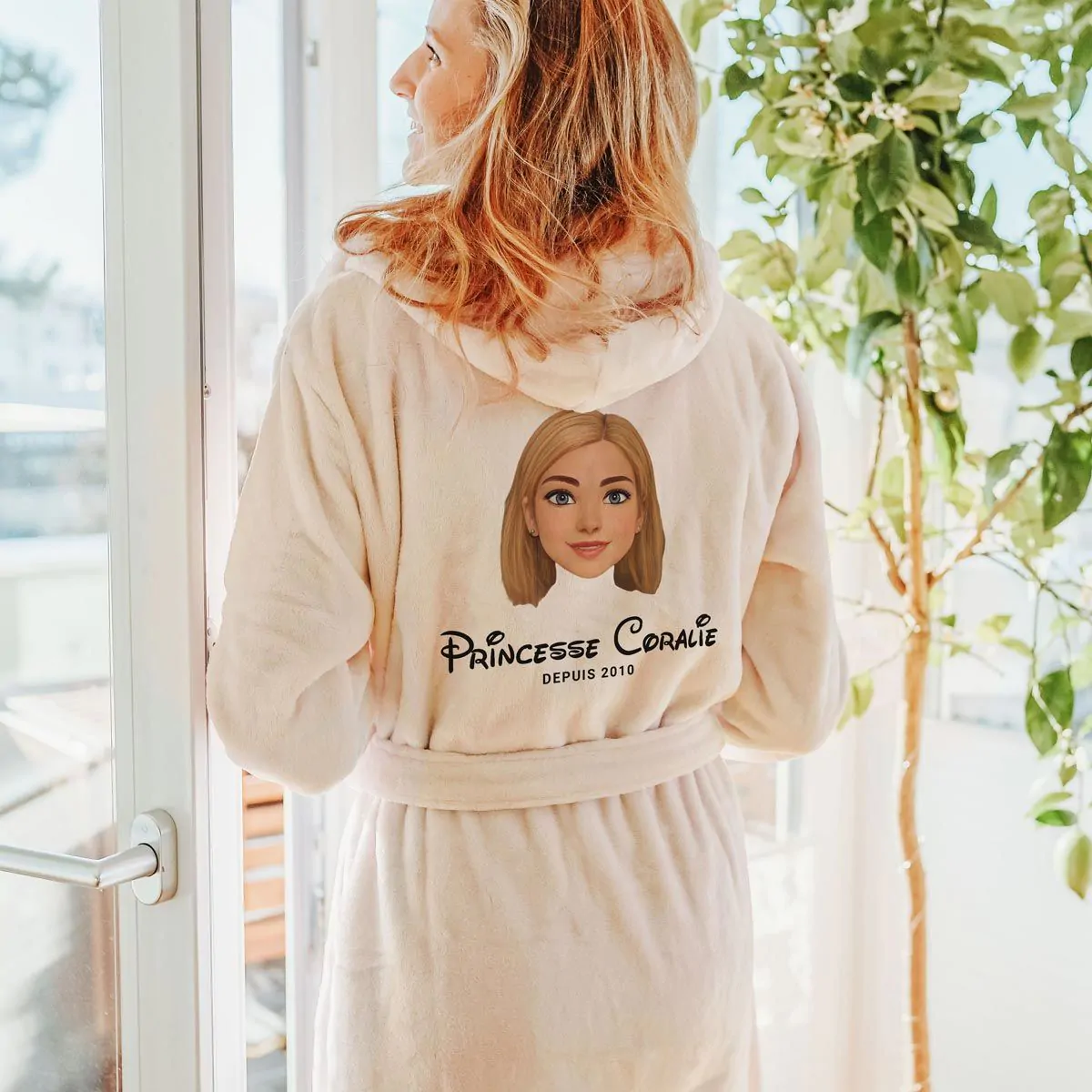 Peignoir personnalise avec photo cartoon et texte