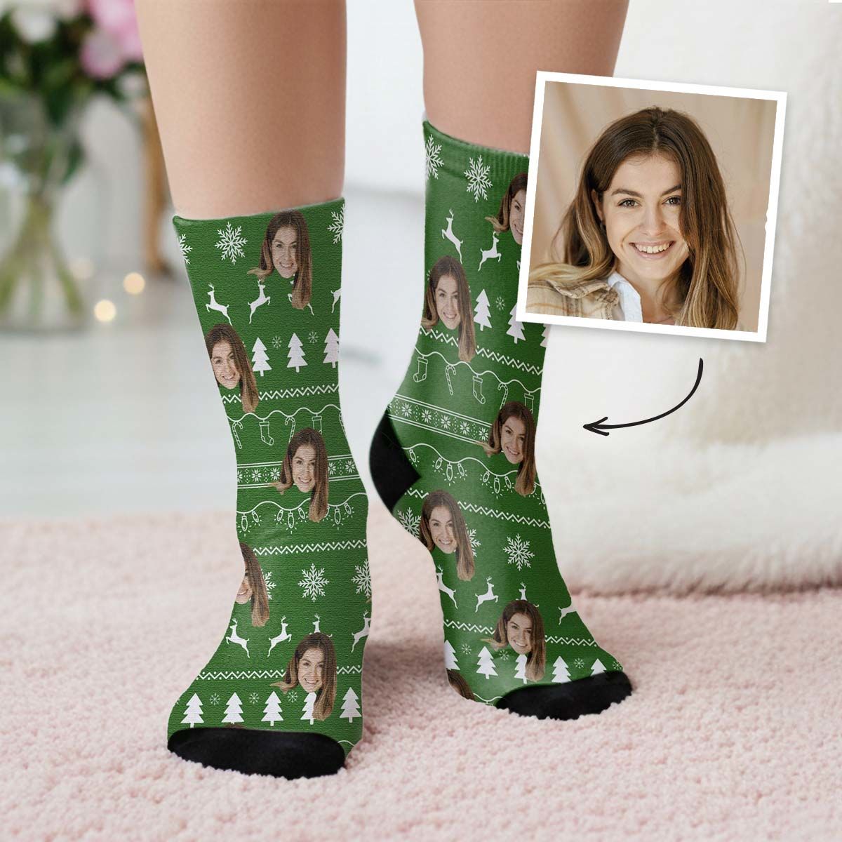 Chaussettes Personnalisées Avec Photo - Cadeau Drôle Et Unique Pour Noël, Anniversaire, Homme/Femme - 4