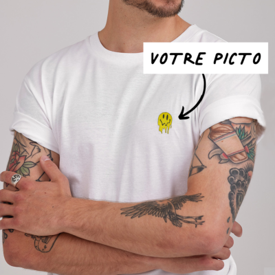 T-shirt brodé blanc avec picto