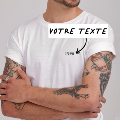 T-shirt brodé blanc avec texte T-shirt brodé blanc avec texte