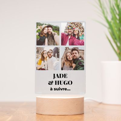 Lampe LED personnalisée avec 4 photos et texte Lampe LED personnalisée avec 4 photos et texte