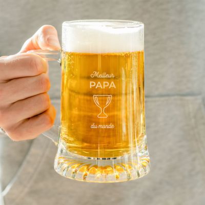 Chope de bière personnalisée avec texte et picto
