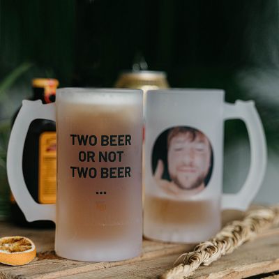 Chope de bière personnalisée avec photo et texte Chope de bière personnalisée avec photo et texte