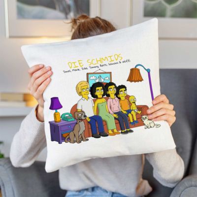 Housse de coussin personnalisée Famille Cartoon - Illustration