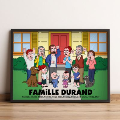 Poster personnalisé famille dessin animé - Illustration
