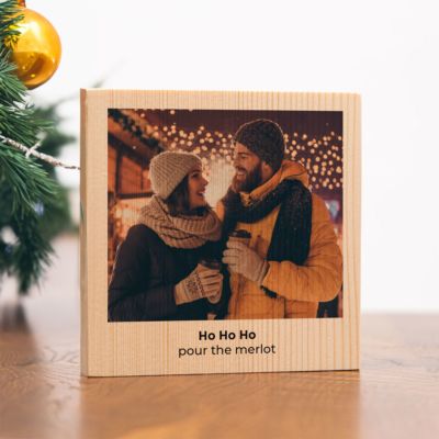 Cadeaux de Noël pour maman Photo carrée sur bois
