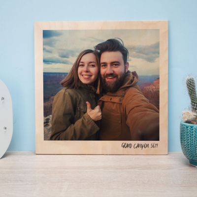 Cadeau fête des mères Photo sur bois personnalisée - Design Polaroid