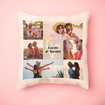 Housse de coussin avec 6 Photos et Texte Housse de coussin avec 6 Photos et Texte