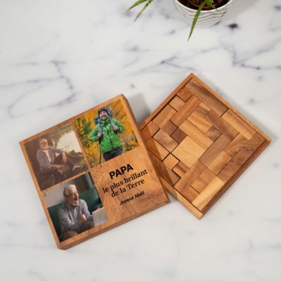 Casse-tête personnalisé avec 3 photos et texte Casse-tête personnalisé avec 3 photos et texte