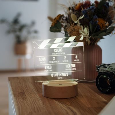 Lampe LED personnalisée clap de cinéma Lampe LED personnalisée clap de cinéma