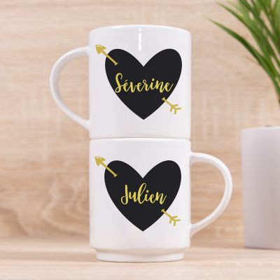 Tasse empilable Cœur avec Texte