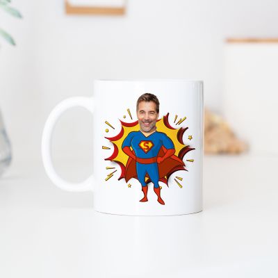 cadeau homme Mug personnalisé super-héros avec visage