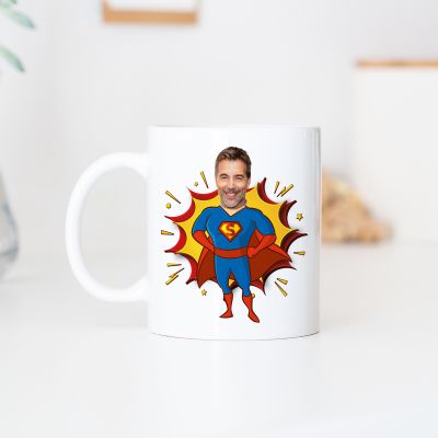 Mug personnalisé super-héros avec visage cadeau homme Mug personnalisé super-héros avec visage