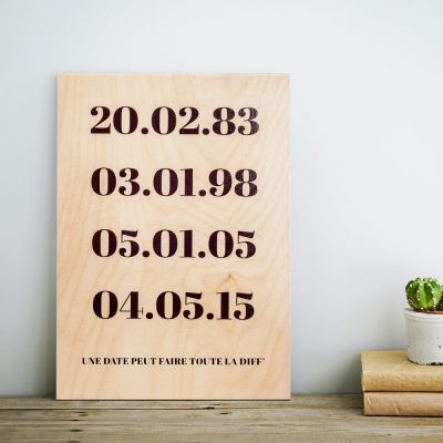 Poster personnalisé en bois - Dates importantes