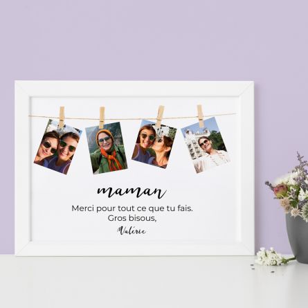 Poster corde à linge avec photos et texte