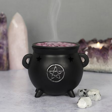 Brûleur d’encens chaudron avec pentagramme