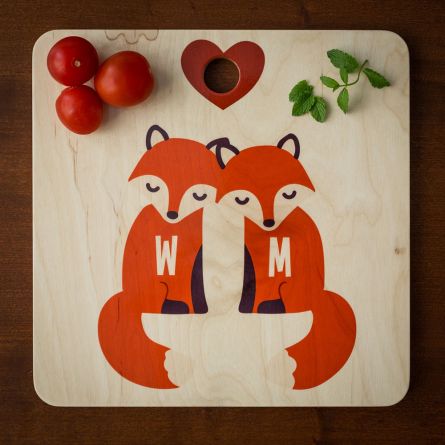 Planche à découper Couple Renard
