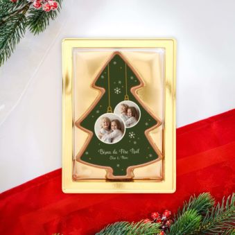 Chocolat personnalisé Sapin avec 2 photos et texte