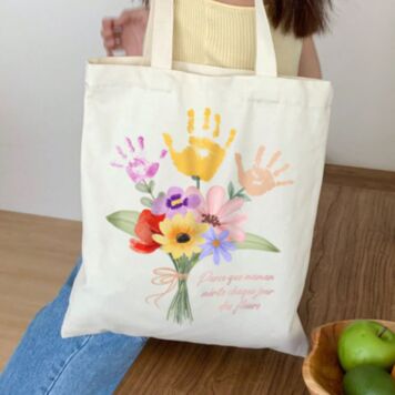 Tote bag personnalisé Bouquet avec empreinte de main