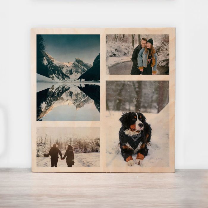 Photo sur bois personnalisée avec 4 photos main product photo
