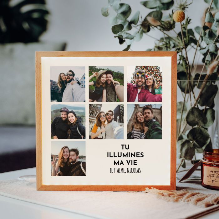 Light Box Cadre lumineux personnalisé avec 7 photos et texte main product photo