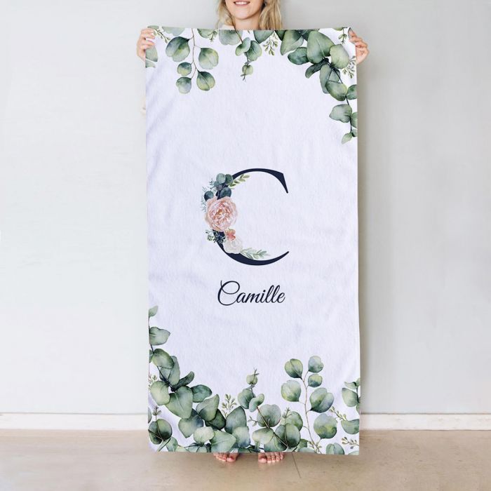 Serviette personnalisée avec monogramme et texte main product photo