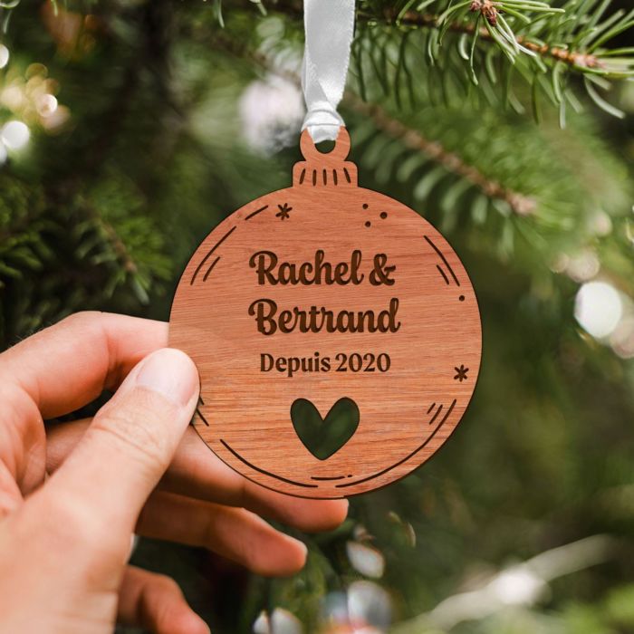 Pendentif personnalisé en bois Symbole et texte - Lot de 2