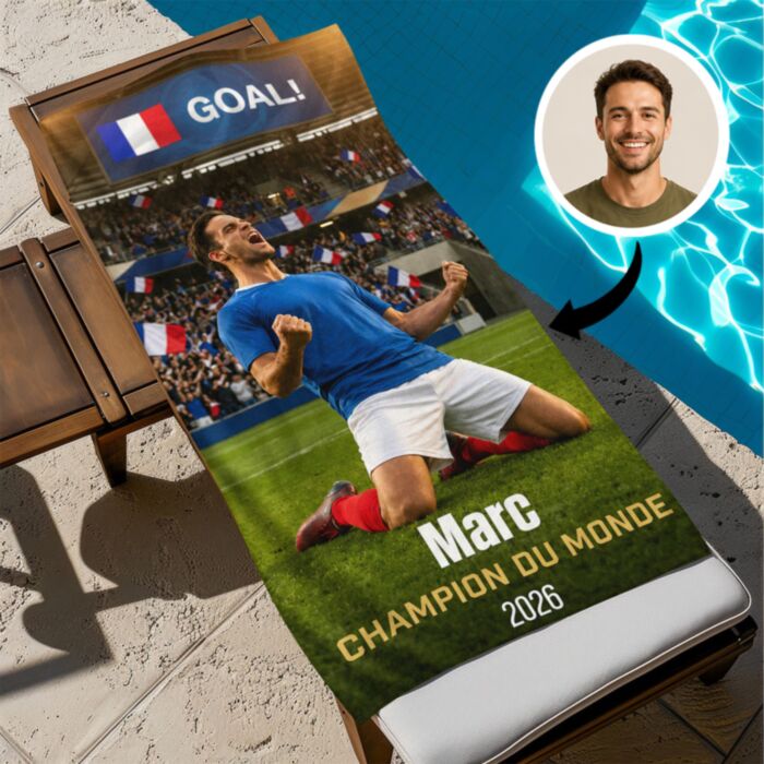 Serviette personnalisée avec célébration de but - IA