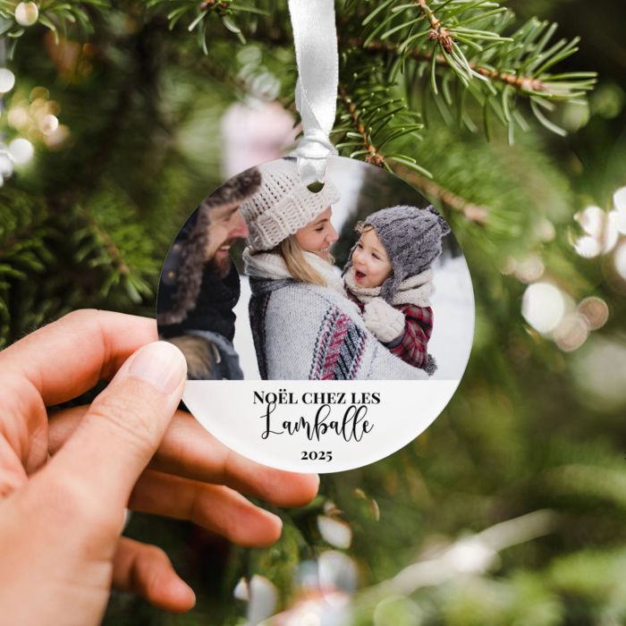 Pendentif personnalisé en acrylique avec photo et texte - Lot de 2