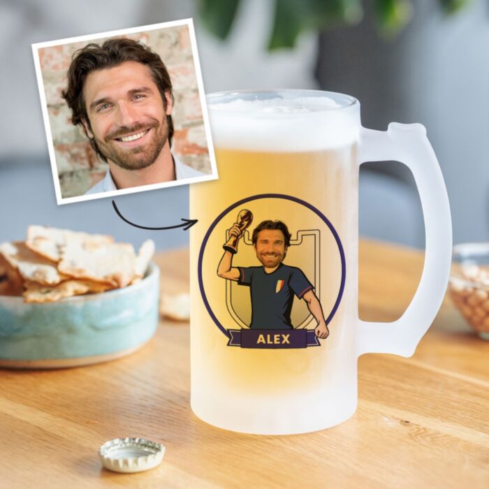 Chope de bière personnalisée avec photo - Coupe du Monde