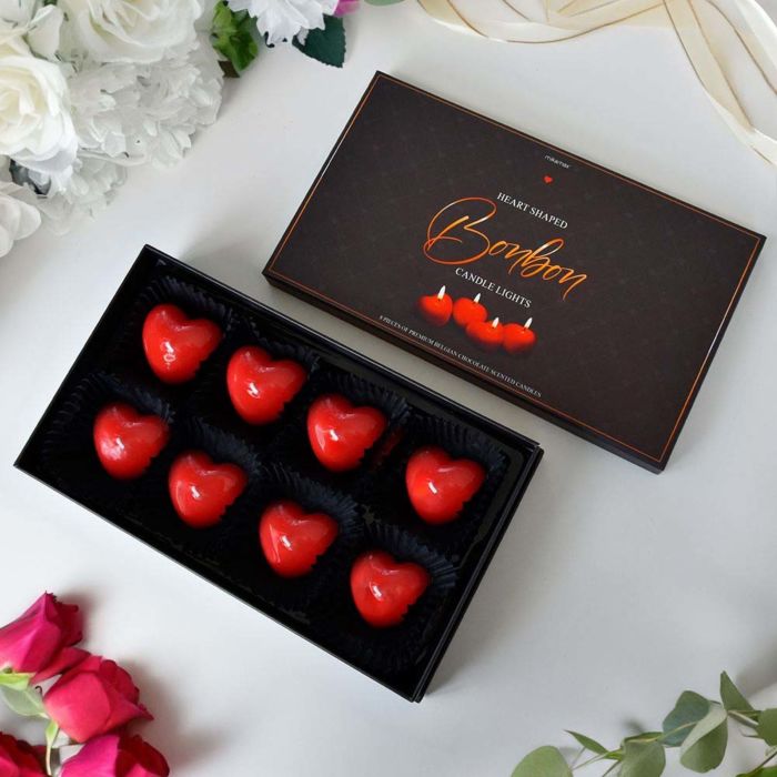 Bougies parfumées au chocolat en forme de cœur