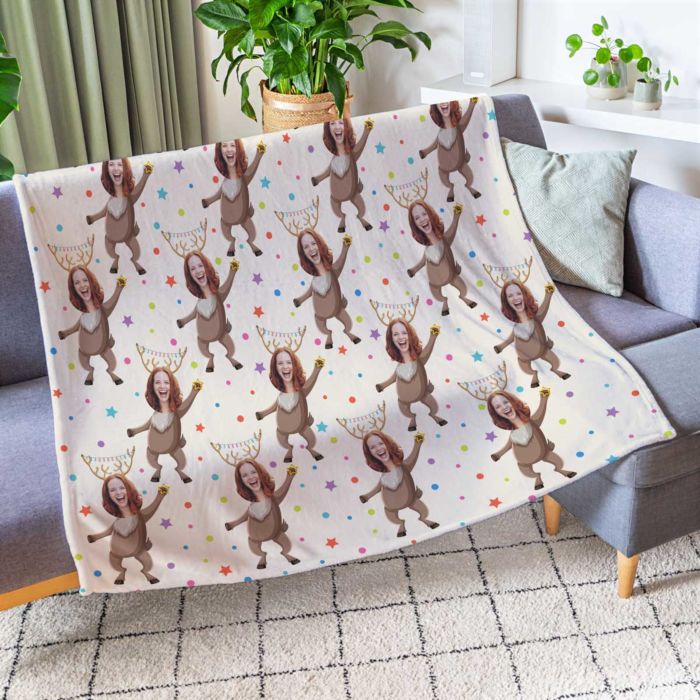 Petite couverture personnalisée avec visage Motif Noël