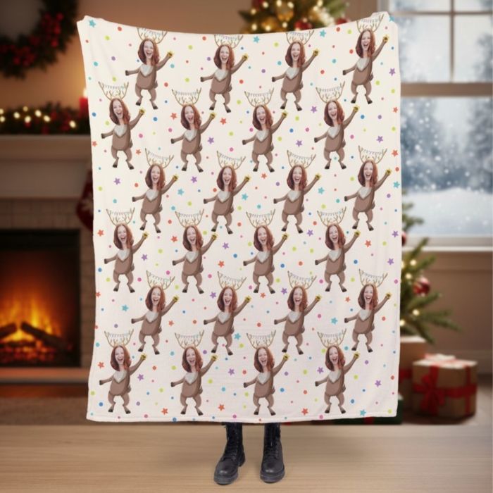 Couverture personnalisée avec visage Motif Noël