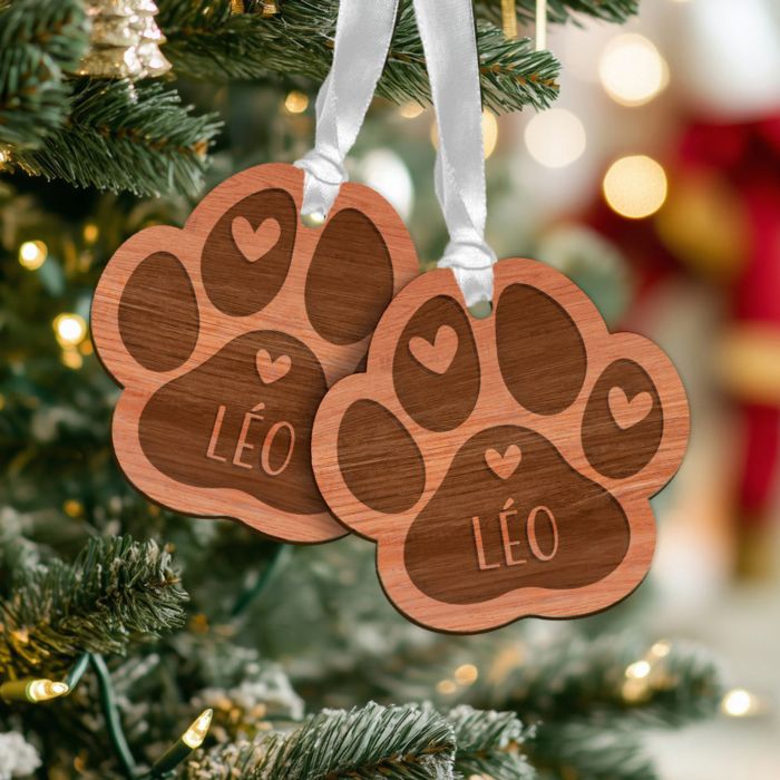 Pendentif personnalisé en bois Pattes - Lot de 2