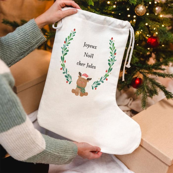 Chaussette de Noël personnalisée avec symbole et texte
