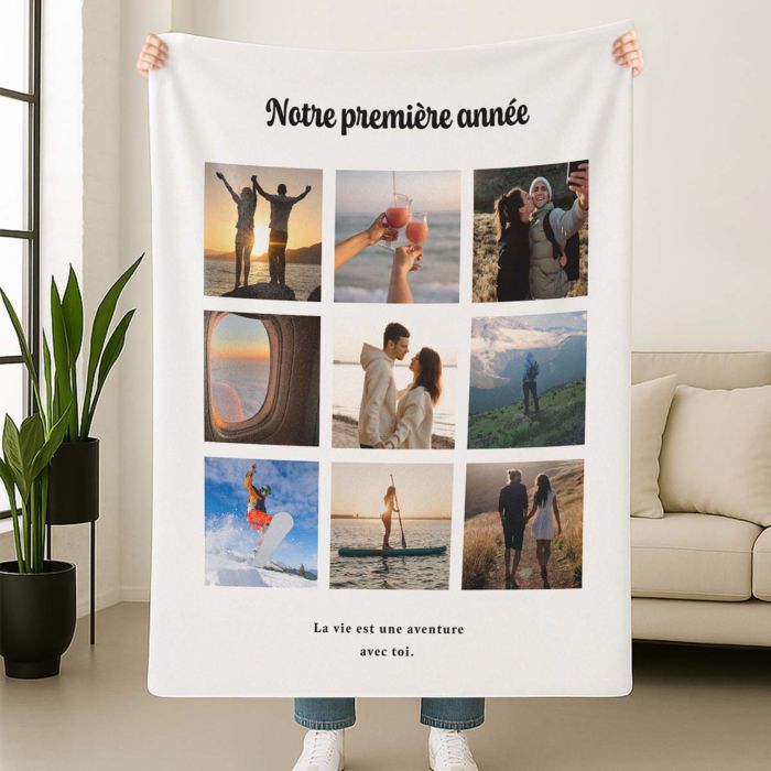 Couverture personnalisée collage photos et texte