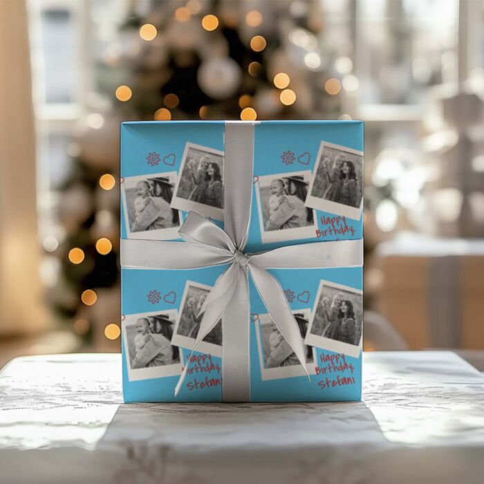 Papier cadeau personnalisé photo avec prénom