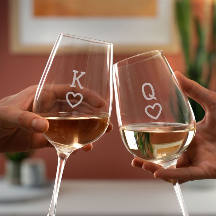 cadeau romantique Verre à vin personnalisé King et Queen