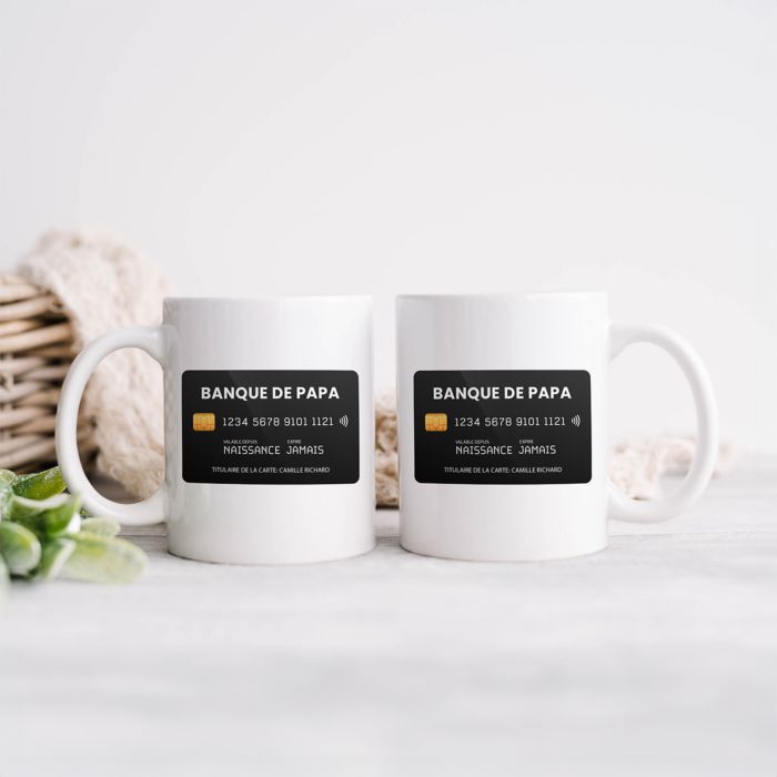 Mug personnalisé Carte bancaire et texte