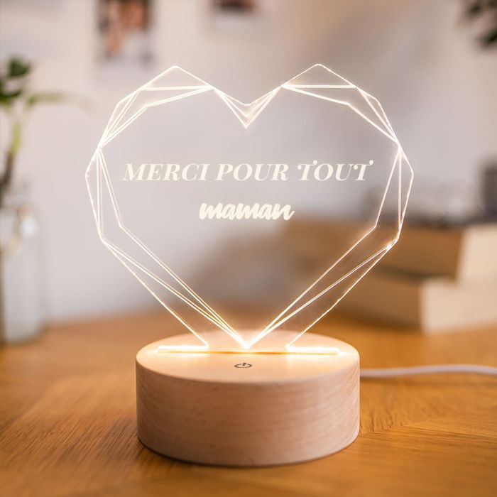 cadeau Saint Valentin femme Lampe LED personnalisée avec cœur