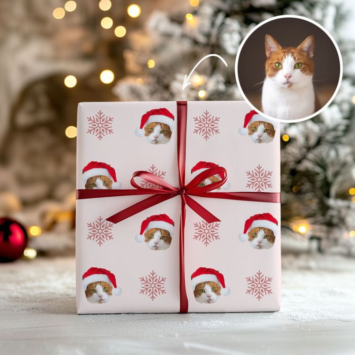 Papier cadeau personnalisé Noël avec animal de compagnie
