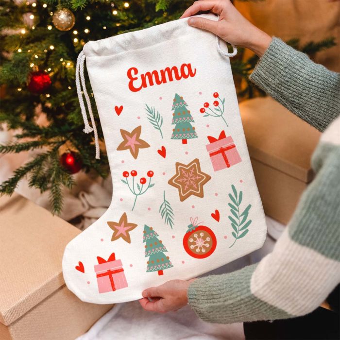 Chaussette de Noël personnalisée avec motif et prénom