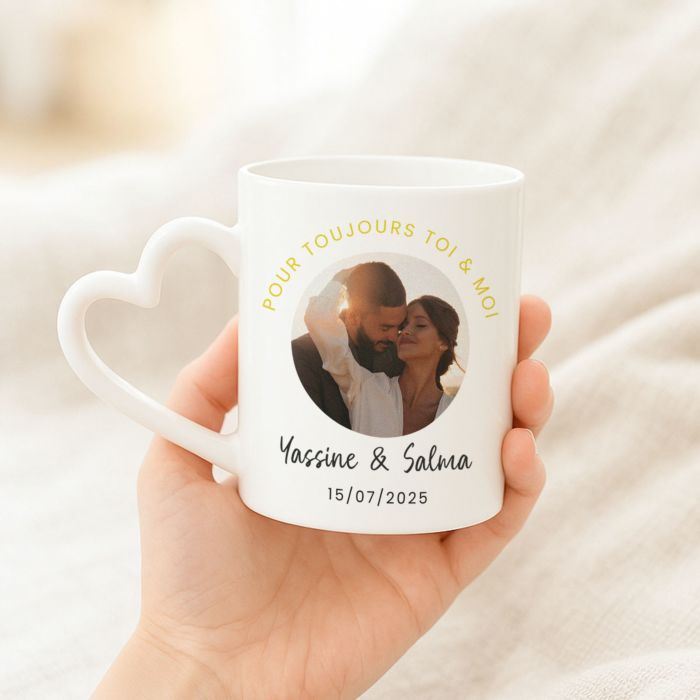 Mug personnalisé avec photo et 3 lignes